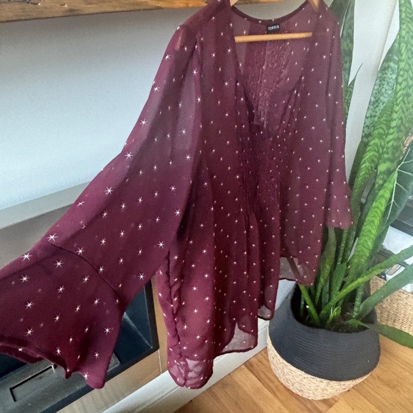 Torrid Pintuck Chiffon Blouse - Picture 5 of 9